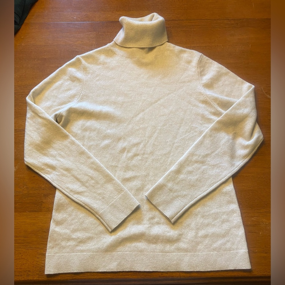Ann Taylor Cream Cashmere Turtleneck Sweater - Picture 3 of 6